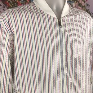 NWT Zara Multicolored Seersucker Bomber Jacket